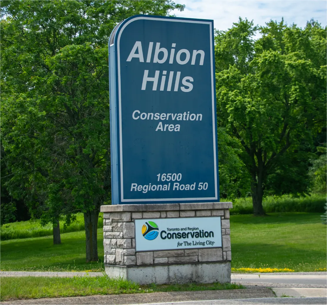 Wooded trail near Bolton, Caledon — parks and trail context for Bolton Place townhomes.